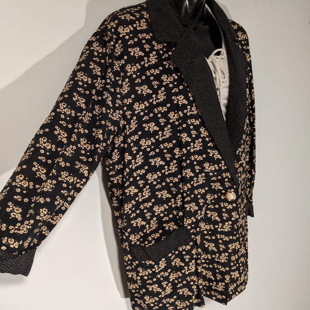 Vintage 1980s flower-print business jacket - Picture 4 of 5